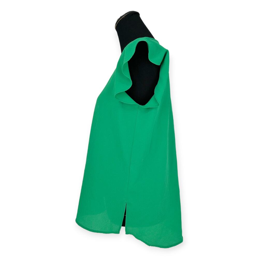 Adrianna Papell | Small | Kelly Green V-Neck Cap Sleeve Split Hem Blouse Tunic - Picture 4 of 6